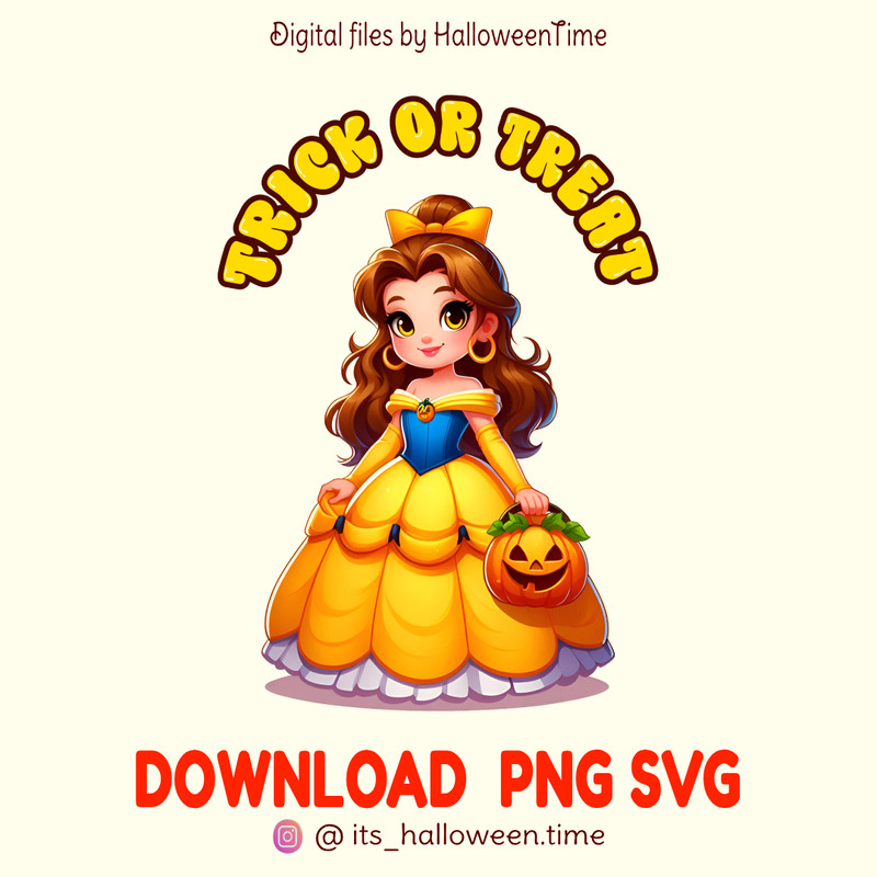 Princess Belle Trick Or TreatDisney Pixar Halloween SVG PNGmickeyDisney Characters ClipartDisney Printable 0