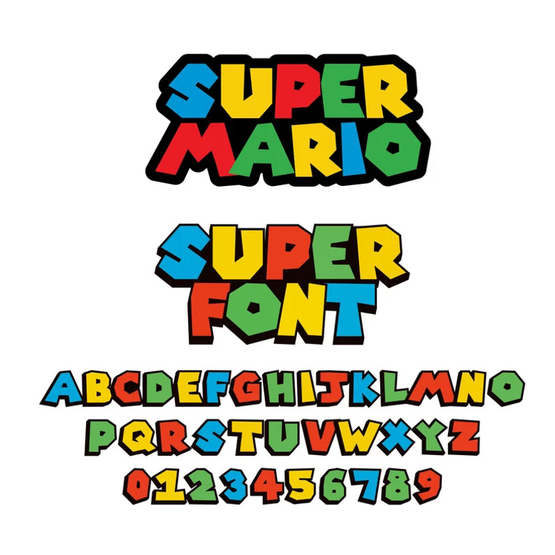 Super Mario Font Svg Mario Bros Typography Super Mario Cool Font Letters Svg Pdf Eps Ai Vector Digital Download 0