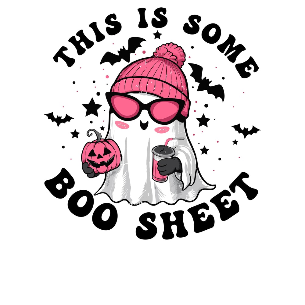 This Is Some Boo Sheet Funny Halloween Pink Cute Ghost T Shirt Design PngSvg Spooky Cute Ghost PngSvg 0