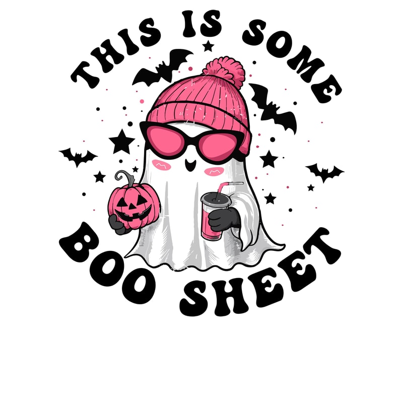 This Is Some Boo Sheet Funny Halloween Pink Cute Ghost T Shirt Design PngSvg Spooky Cute Ghost PngSvg 0