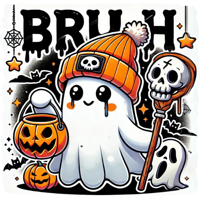 Funny Ghost PngbruhI Mean Boo PngBruh Ghost Trick Or Treat Png Halloween Season Cute Ghost Png Bruh Png 0