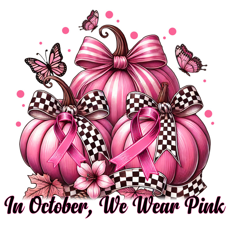 In October We Wear Pink Png Pinking Pumpkin Pink Save The Pumpkin Coquette Pumpkin Png Breast Cancer Awareness Png 0