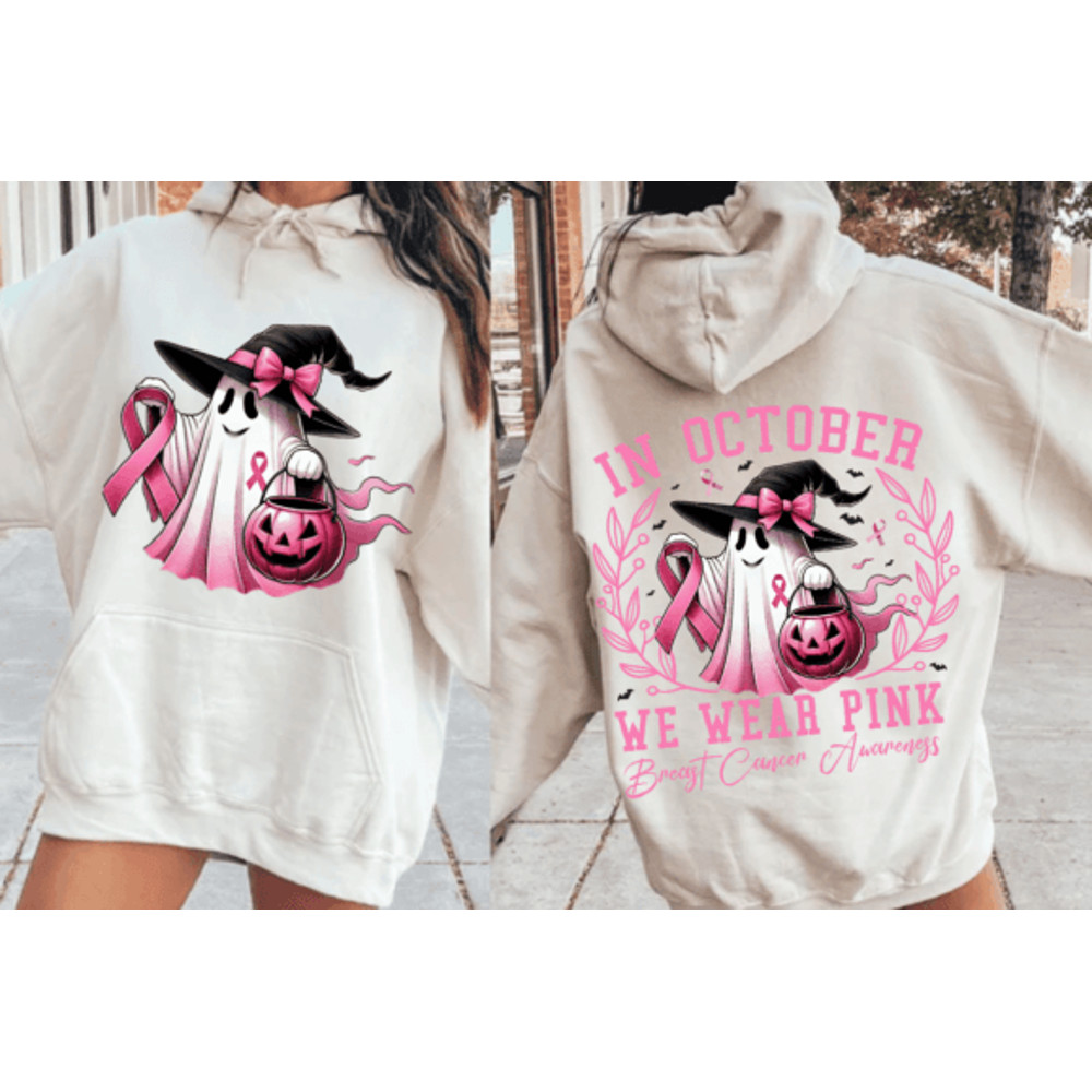 In October We Wear Pink Breast Cancer PngGhost PNG Cancert Png Pink Save The Boo Png October Pink Faith Strong 3