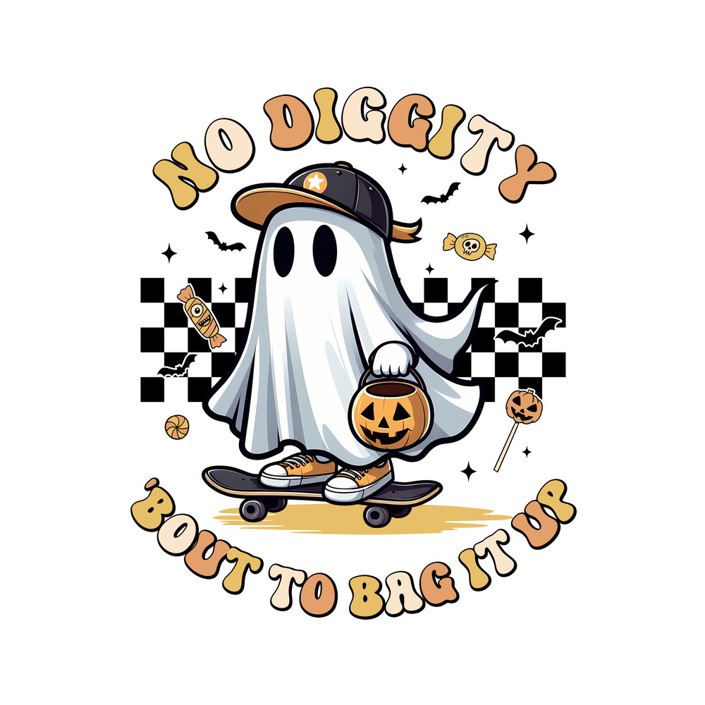 No Diggity Bout To Bag It Up PNGHalloween Season Png Funny Ghost Candy Spooky Season Png 0