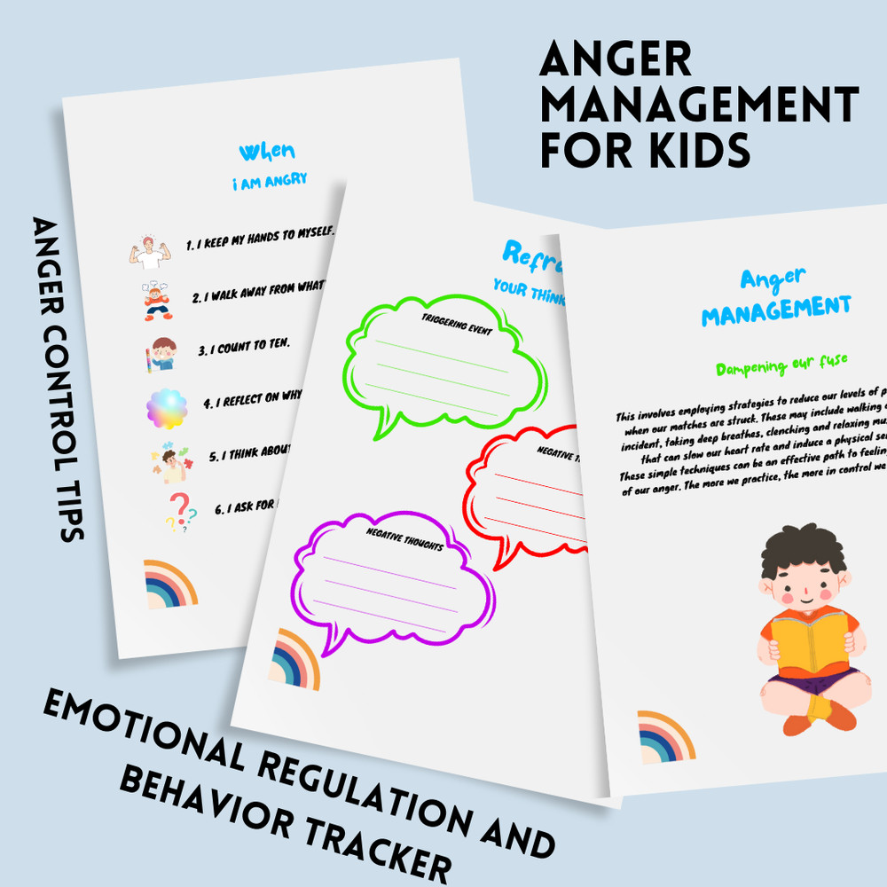 Anger Management Planner For Kids Anger Control Tips Emotional Regulation And Behavior Tracker 0