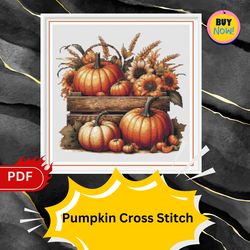pumpkin cross stitch pattern, fall cross stitch pattern, autumn cross stitch pattern, leaf cross stitch pattern