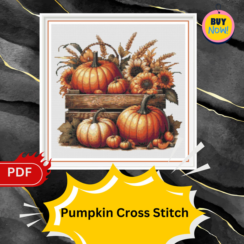 Pumpkin Cross Stitch Pattern Fall Cross Stitch Pattern Autumn Cross Stitch Pattern Leaf Cross Stitch Pattern 0