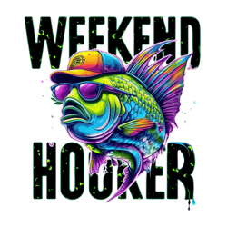weekend hooker fishing, retro weekend hooker fishing vibes png, weekend hooker fishing graphic with cool fish, weekend