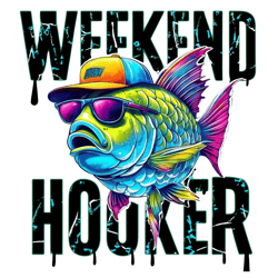retro weekend hooker fishing vibes png, weekend hooker fishing, weekend hooker fishing graphic with cool fish, weekend