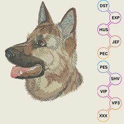 german shepherd embroidery design, german shepherd head embroidery, embroidery design, german shepherd,