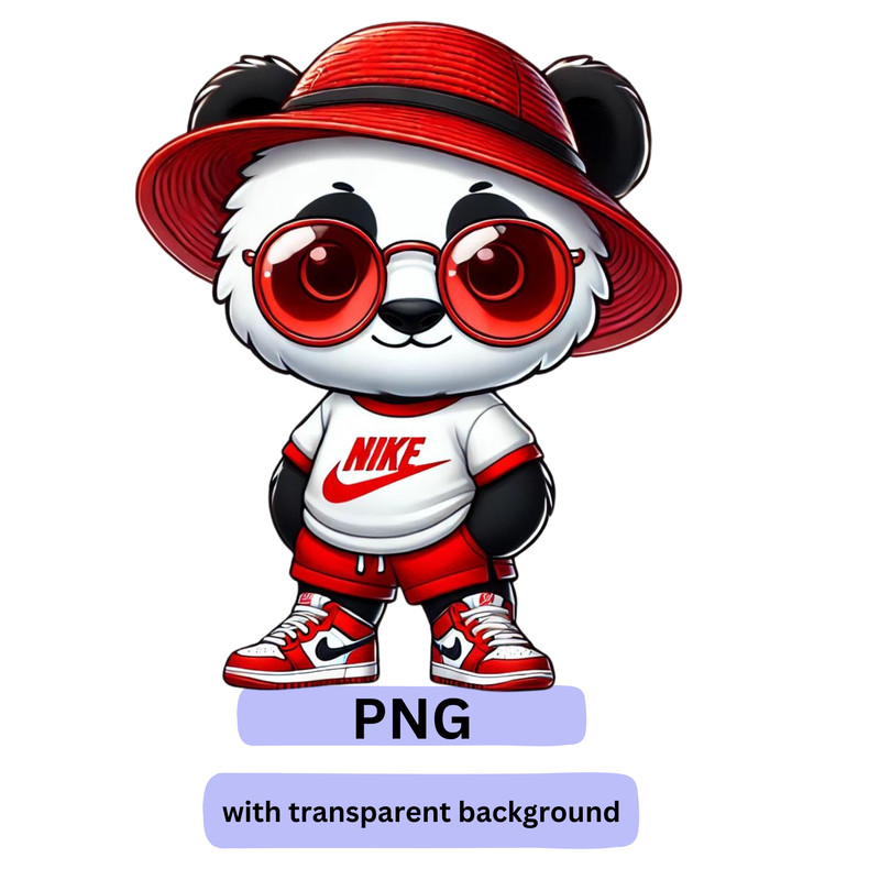 Cute Trendy Nike Panda Logo Design For TShirts Cups Kids Apparel Cute Panda In Nike Tshirt Cute Nike Panda 0