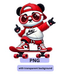 cute panda in nike t-shirt, cute nike panda, panda, cute trendy nike panda logo design for t-shirts cups & kids apparel