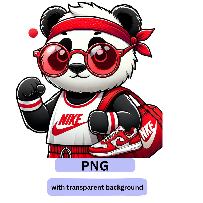 Cute Panda In Nike Tshirt Cute Nike Panda Cute Trendy Nike Panda Logo Design For TShirts Cups Kids Apparel 0