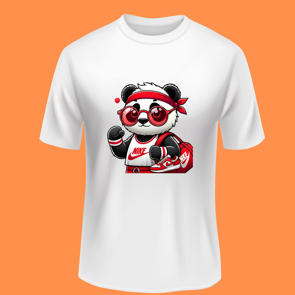 Cute Panda In Nike Tshirt Cute Nike Panda Cute Trendy Nike Panda Logo Design For TShirts Cups Kids Apparel 2