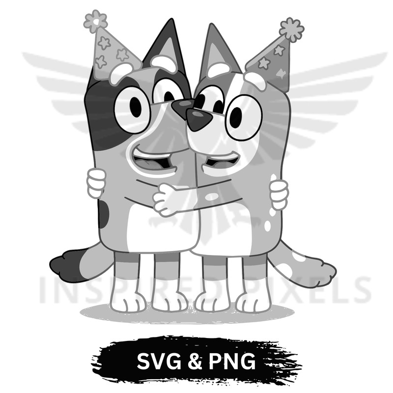 Bluey And Bingo Birthday SVG Blue Bluey Bluey SVG Gray Dog Bluey And Bingo Birthday PNG Bluey And B 0