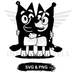 bluey and bingo birthday svg, blue, bluey, bluey svg, black dog, bluey and bingo birthday png,bluey and bingo png, bluey