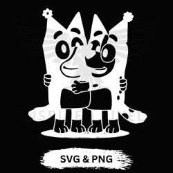 bluey and bingo birthday svg, blue, bluey, bluey svg, white dog, bluey and bingo birthday png,bluey and bingo png, bluey