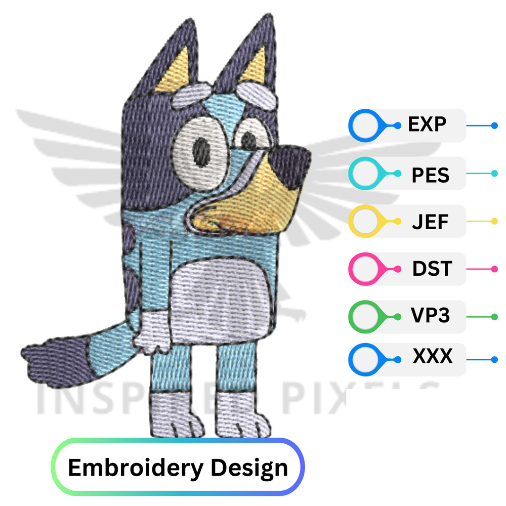 Bluey dog embroidery design, bluey embroidery designs, bluey embroidery, bluey embroidery file, bluey embroidery design
