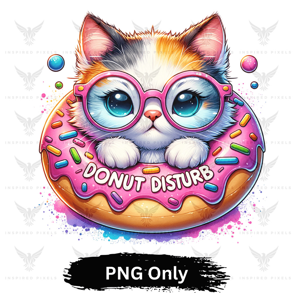 Cat Clipart Donut Disturb PNG Kitten Cat Png Kitten Clipart PNG Pink Sprinkle Donut Png 0
