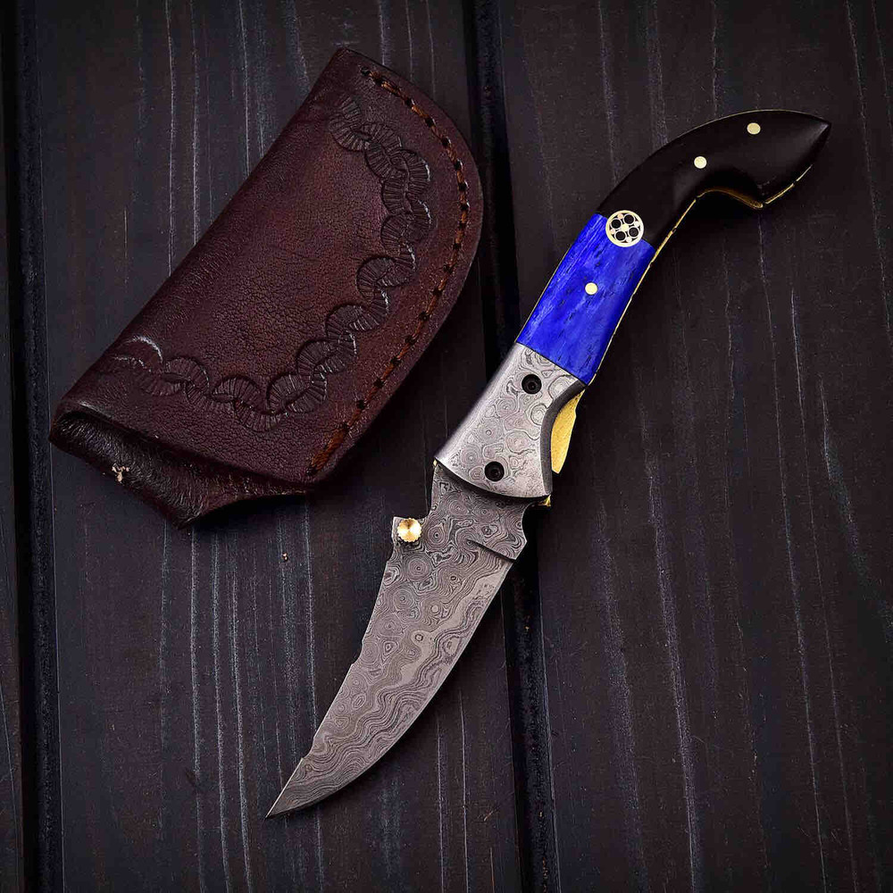 RIBF 3 HANDMADE DAMASCUS LINER LOCK FOLDING KNIFE 0