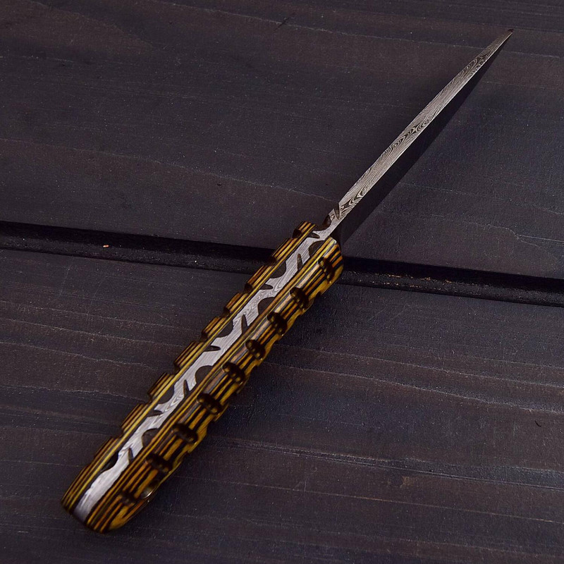 Handmade Damascus Karambit Liner Lock Knife 2