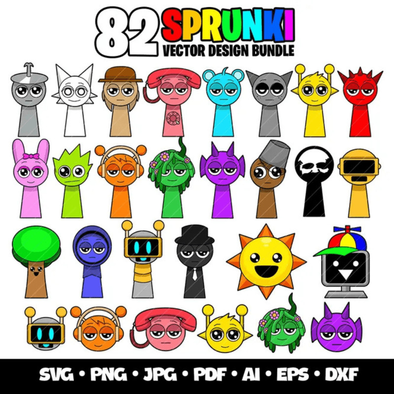 82 Incredibox Sprunki Svg Bundle Sprunki Beats Gaming Clipart Layered SVG Gamer Birthday Incredibox 1