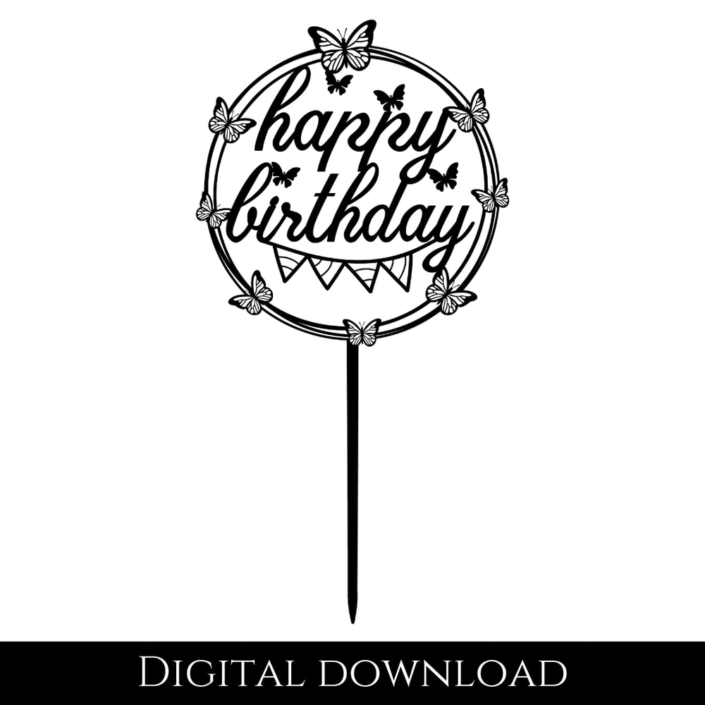 Cake Topper Happy Birthday Svg Cake Topper Circle Svg Happy Birthday Cake Topper Svg 3