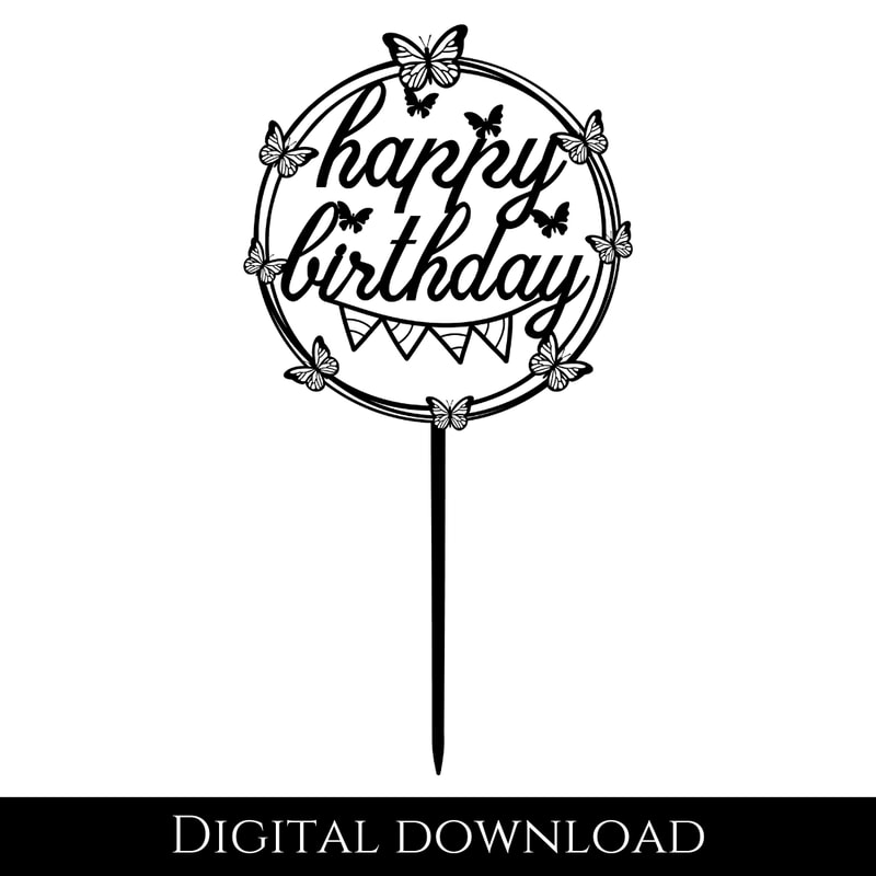 Cake Topper Happy Birthday Svg Cake Topper Circle Svg Happy Birthday Cake Topper Svg 3
