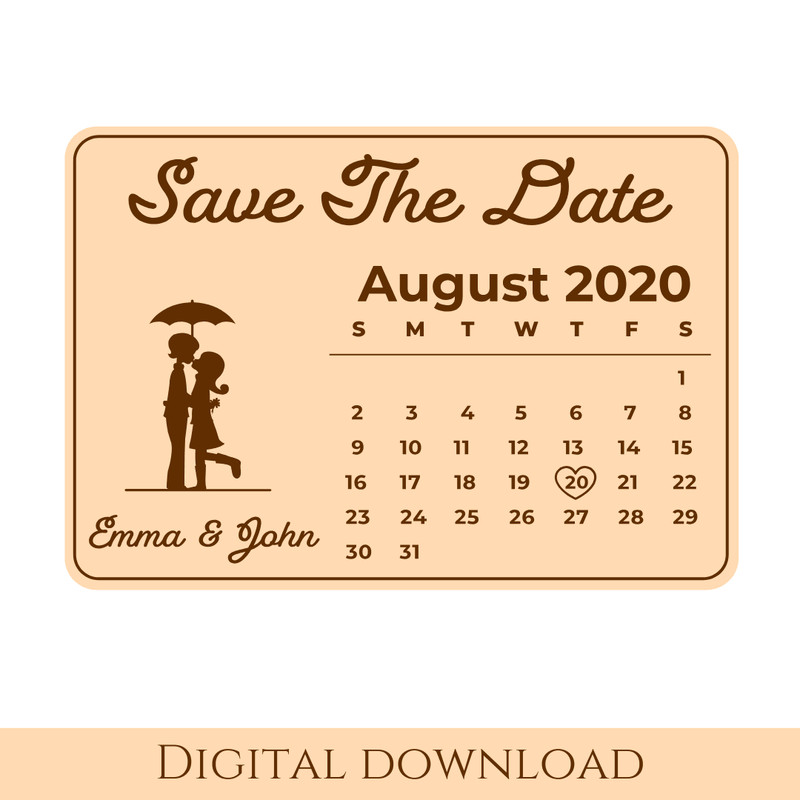 Save The Date Svg Vector File For Laser Engraving And Cutting Glowforge File Wedding Invitation Cal 0