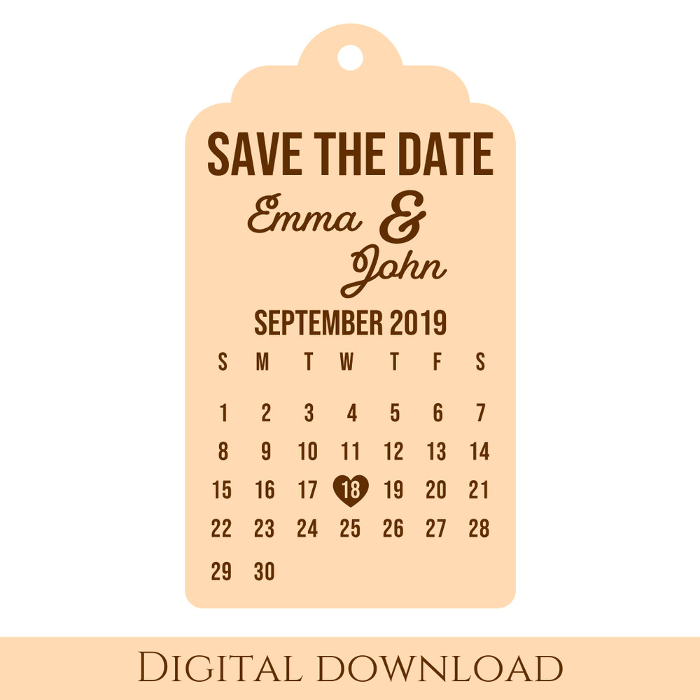 Save The Date Svg Vector File For Laser Engraving And Cutting Glowforge File Wedding Invitation Cal 3
