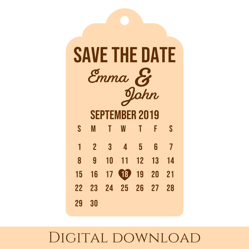Save The Date Svg Vector File For Laser Engraving And Cutting Glowforge File Wedding Invitation Cal 3