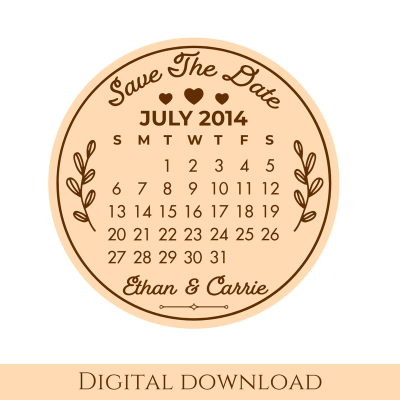 Save The Date Svg Vector File For Laser Engraving And Cutting Glowforge File Wedding Invitation Cal 6