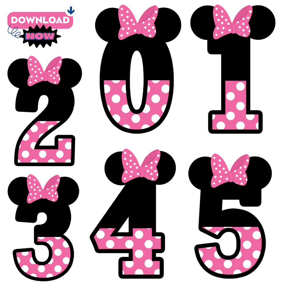 Minnie Mouse Numbers Png Numero 4 Minnie Rosa Png Minnie Mouse Number 3 Numbers Clipart Bundle Minn 0