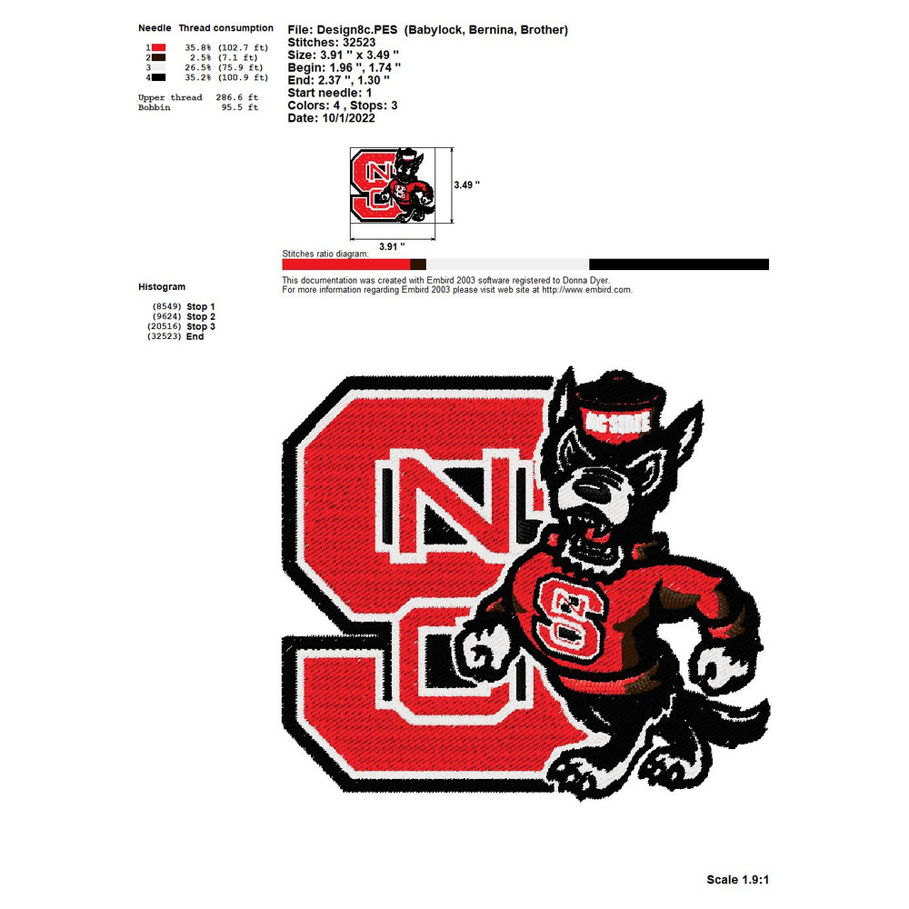 COLLEGE SPORTS NORTH CAROLINA STATE WOLFPACK LOGOS Embroidery Machine Designs 7