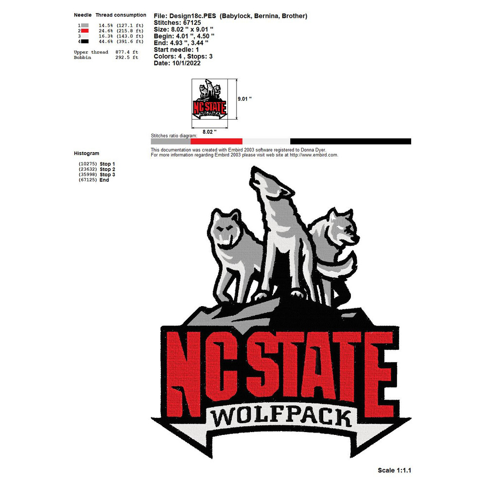 COLLEGE SPORTS NORTH CAROLINA STATE WOLFPACK LOGOS Embroidery Machine Designs 9