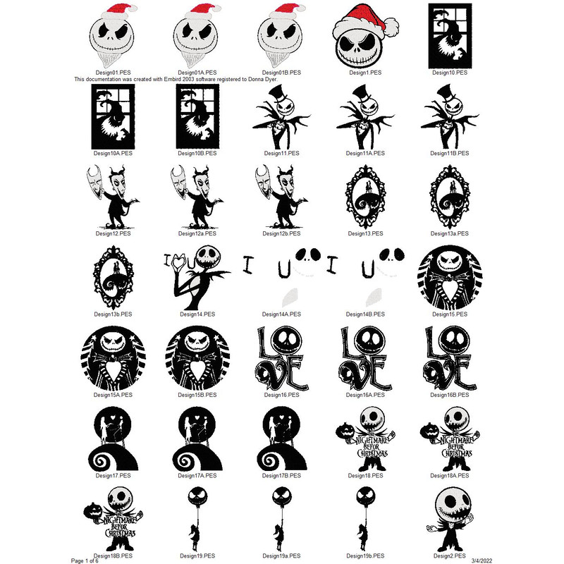 NIGHTMARE BEFORE CHRISTMAS Embroidery Machine Designs PES JEF HUS DST EXP VIP XXX 0