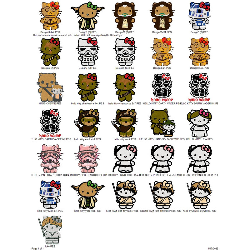 HELLO KITTY STAR WARS KITTY Embroidery Machine Designs PES JEF HUS DST EXP VIP XXX 4