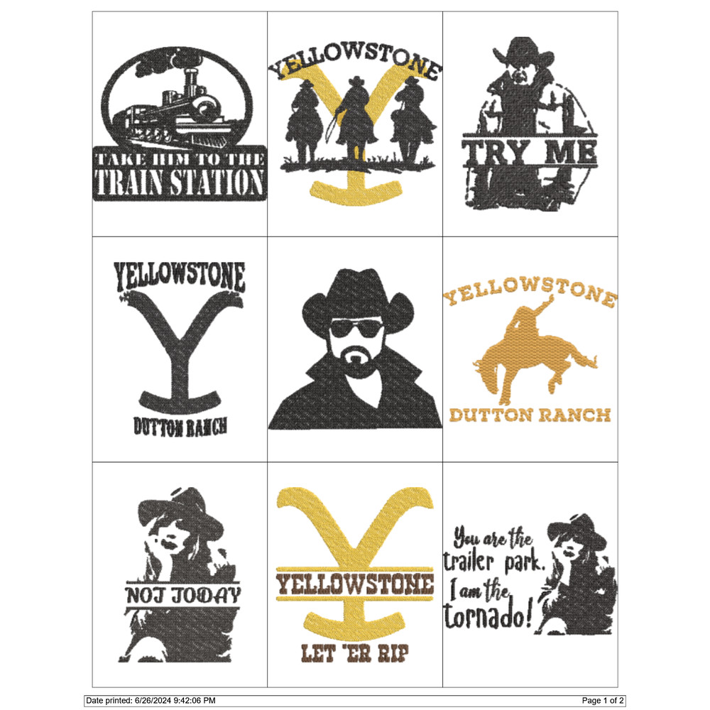 YELLOWSTONE COLLECTION Embroidery Machine Designs PES JEF HUS DST EXP VIP XXX 0