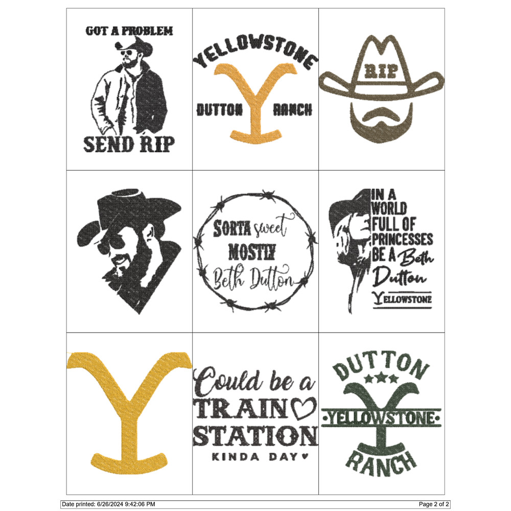 YELLOWSTONE COLLECTION Embroidery Machine Designs PES JEF HUS DST EXP VIP XXX 1
