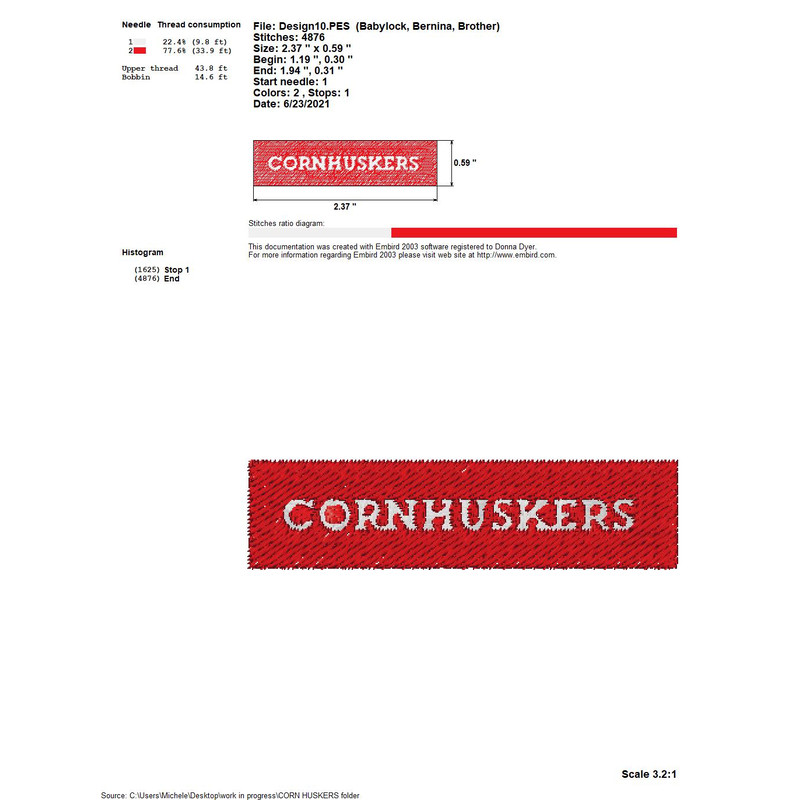 COLLEGE SPORTS NEBRASKA CORN HUSKERS LOGOS Embroidery Machine Designs 7