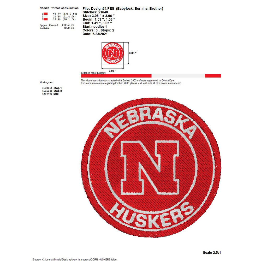 COLLEGE SPORTS NEBRASKA CORN HUSKERS LOGOS Embroidery Machine Designs 9
