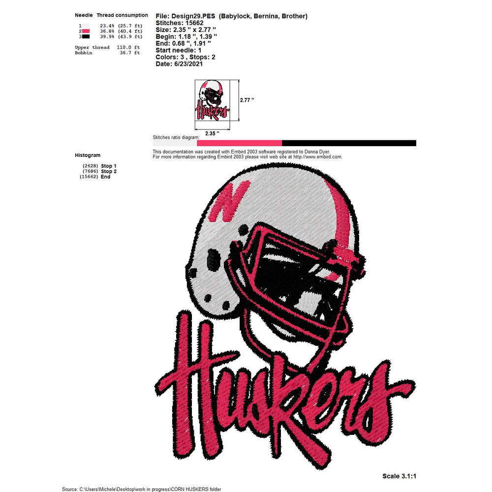 COLLEGE SPORTS NEBRASKA CORN HUSKERS LOGOS Embroidery Machine Designs 13