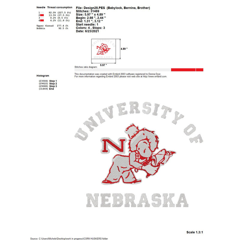 COLLEGE SPORTS NEBRASKA CORN HUSKERS LOGOS Embroidery Machine Designs 15