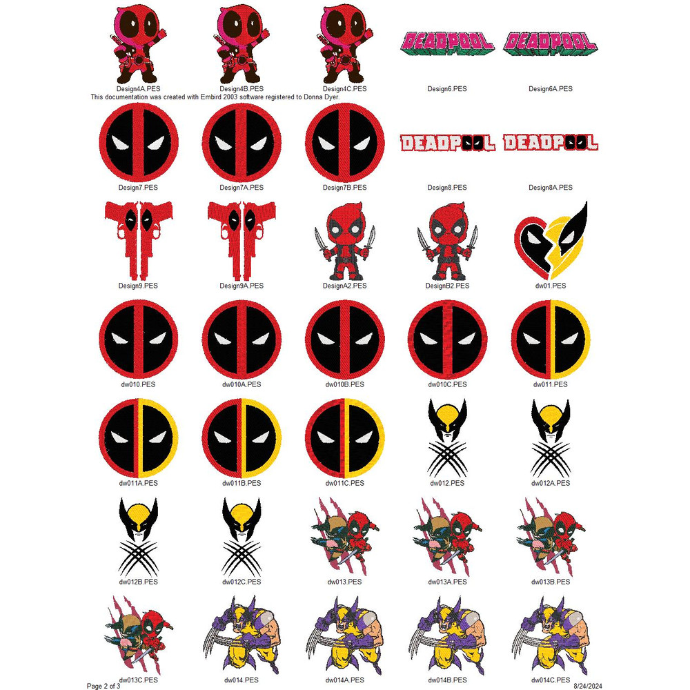 DEADPOOL AND WOLVERINE COLLECTION Embroidery Machine Designs PES JEF HUS DST EXP VIP XXX 1