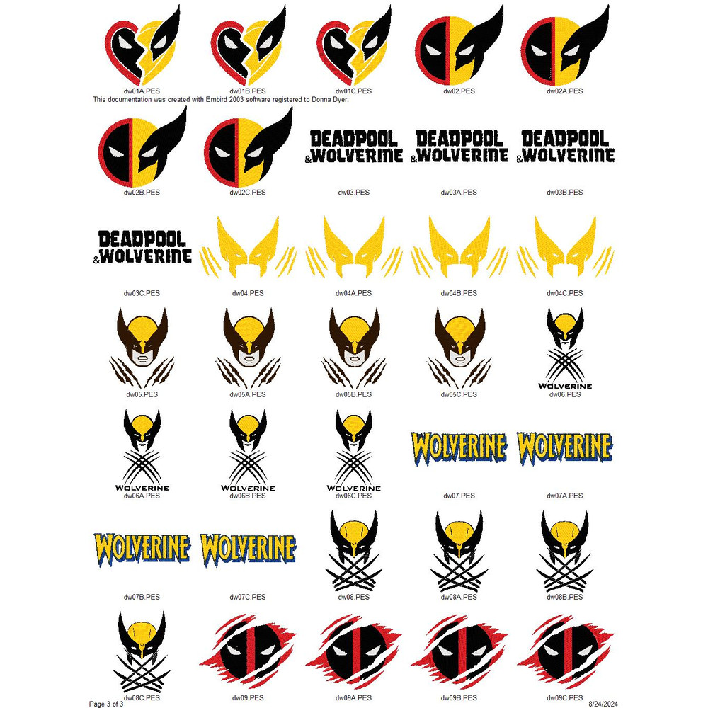 DEADPOOL AND WOLVERINE COLLECTION Embroidery Machine Designs PES JEF HUS DST EXP VIP XXX 2
