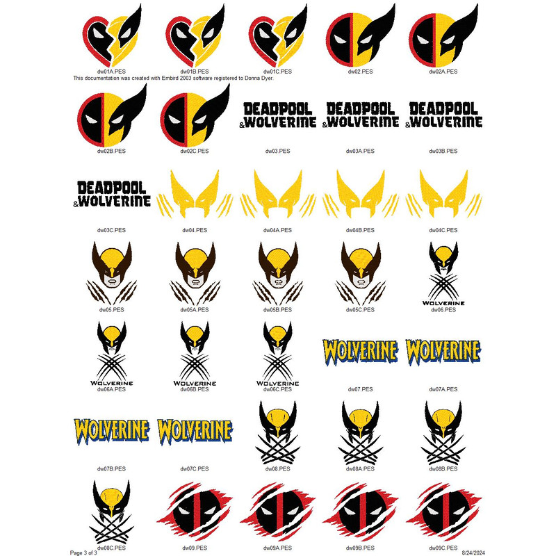 DEADPOOL AND WOLVERINE COLLECTION Embroidery Machine Designs PES JEF HUS DST EXP VIP XXX 2