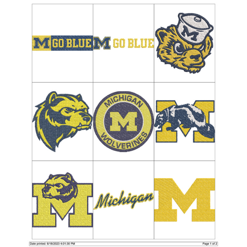 COLLEGE SPORTS UNIVERSITY MICHIGAN WOLVERINES LOGOS Embroidery Machine Designs 0