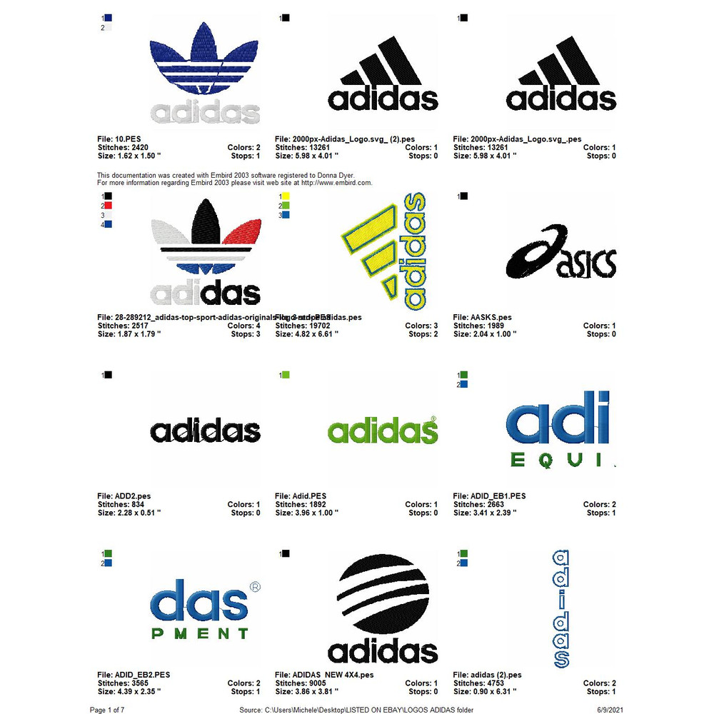74 ADIDAS LOGOS Embroidery Machine Designs 0