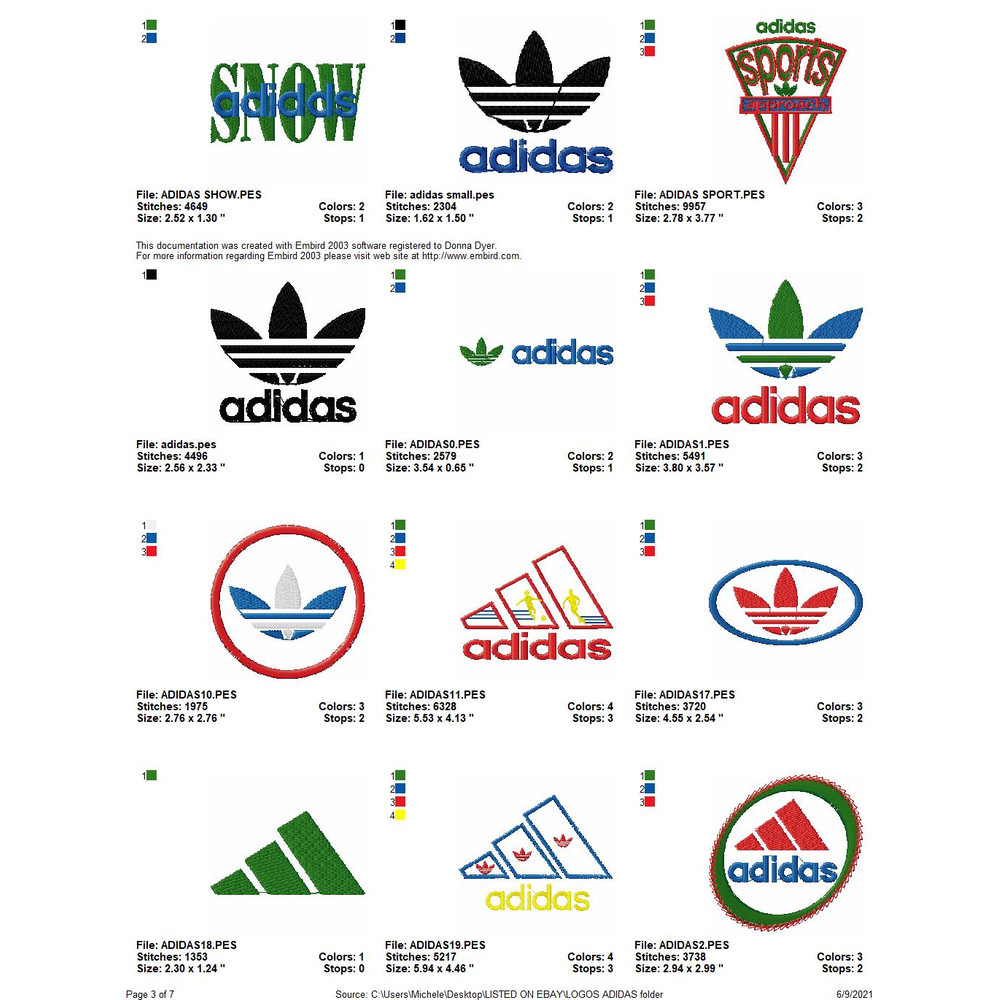 74 ADIDAS LOGOS Embroidery Machine Designs 2