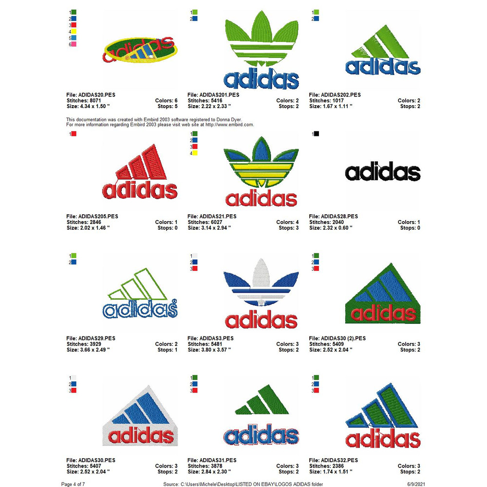 74 ADIDAS LOGOS Embroidery Machine Designs 3